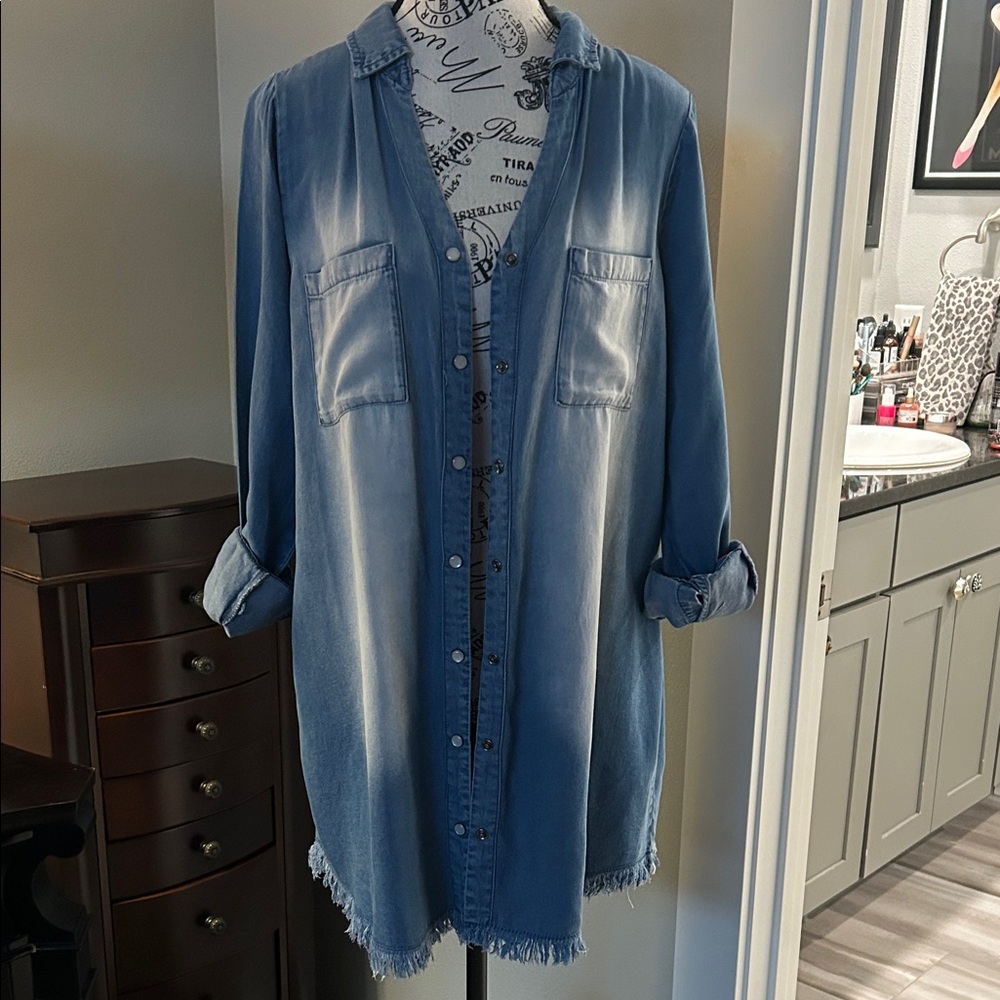 NWOT Casual Ombre Denim Shirt Dress